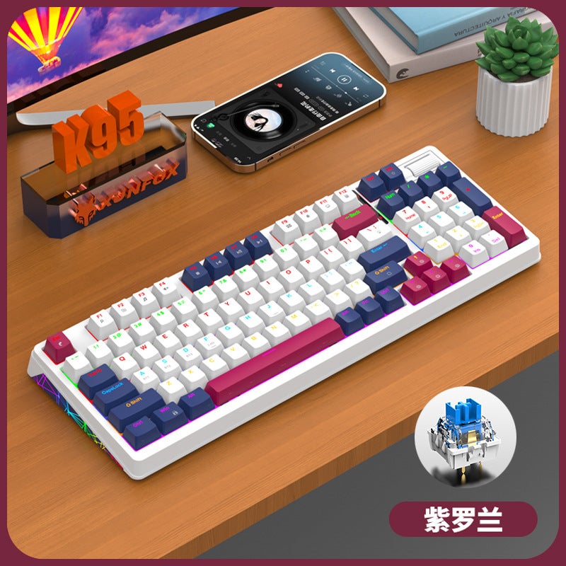 Hyun Silver Fox K95 Mechanical Keyboard Wireless 2.4G Bluetooth Three-Mode Plug Guest Game Gasket Structure Key - Image 1